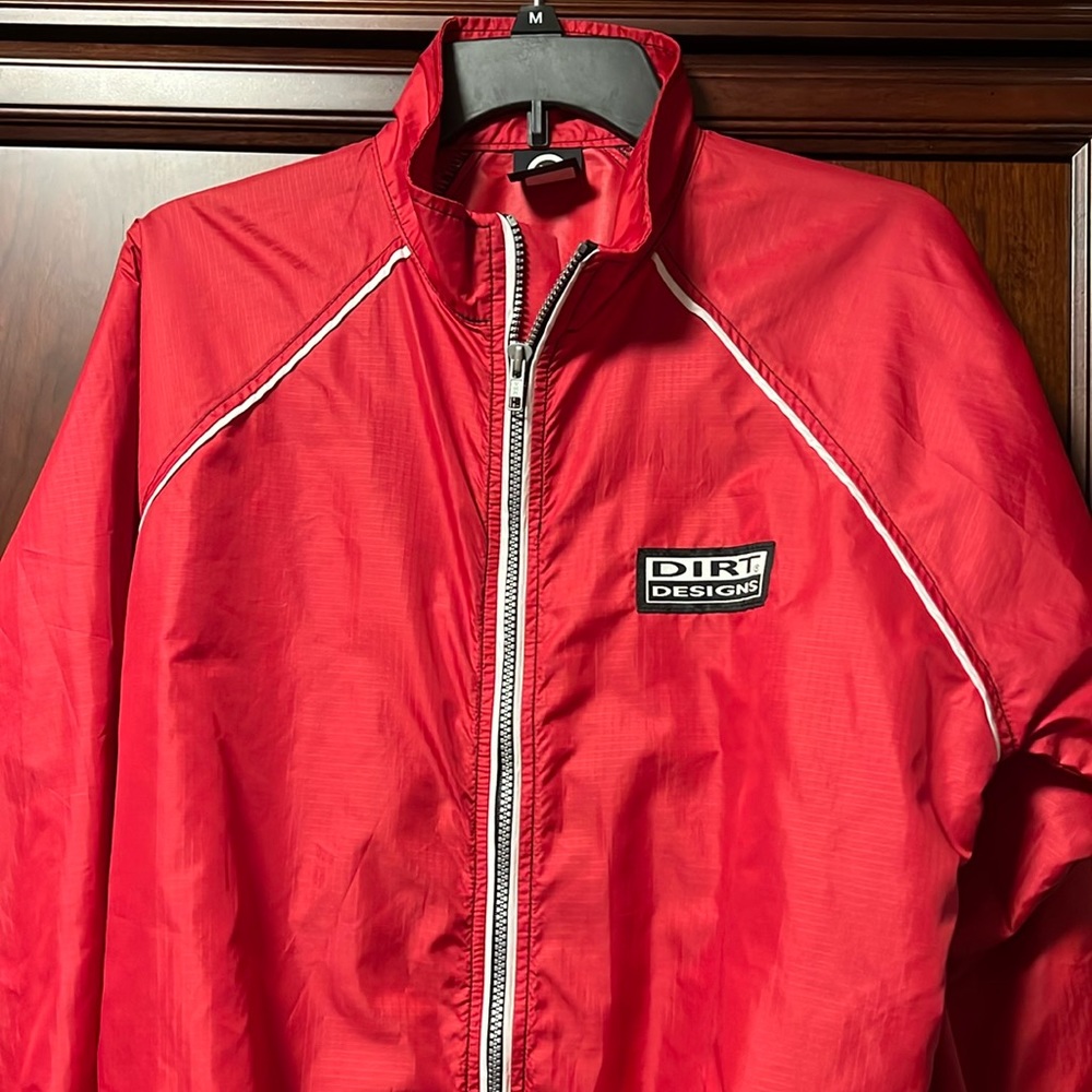 Dirt Designs Red Zip Up Front Mesh Back Windbreaker Lightweight Race Jacket!